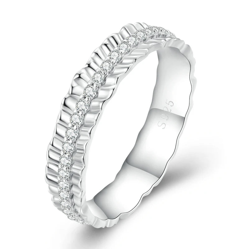 925 Silver Zircon Wedding Ring for Women Girl Anniversary Party