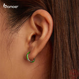 925 Silver Fresh Bamboo Earrings Green Plants Ear Buckles