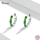 925 Silver Fresh Bamboo Earrings Green Plants Ear Buckles