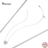 925 Silver Geometric Heart Triple Pendant Necklace for Women Lover Couple Gift