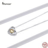 925 Silver Geometric Heart Triple Pendant Necklace for Women Lover Couple Gift