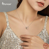 925 Silver Geometric Heart Triple Pendant Necklace for Women Lover Couple Gift