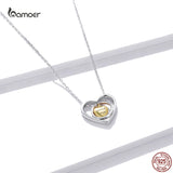 925 Silver Geometric Heart Triple Pendant Necklace for Women Lover Couple Gift