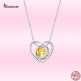 925 Silver Geometric Heart Triple Pendant Necklace for Women Lover Couple Gift