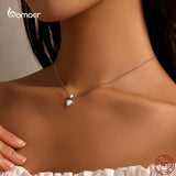 925 Silver Opal Heart Pendant Necklace Romantic Daily Jewelry