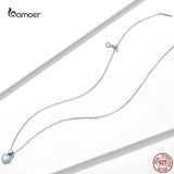 925 Silver Opal Heart Pendant Necklace Romantic Daily Jewelry