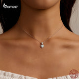 925 Silver Opal Heart Pendant Necklace Romantic Daily Jewelry