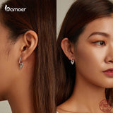 925 Silver Heart Square Ear Buckles Love Pendant Earrings