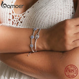 925 Silver Evil Eyes CZ Crystal Tennis Bracelet