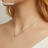 925 Silver Opal Heart Pendant Necklace Women Jewelry Anniversary Gift