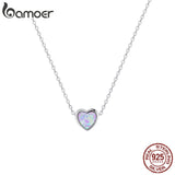 925 Silver Opal Heart Pendant Necklace Women Jewelry Anniversary Gift