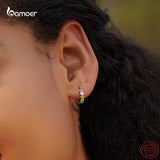 925 Silver Rainbow Heart Earrings Colorful Flower Wedding Jewelry