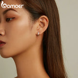 925 Silver Rainbow Love Heart Hoop Earring for Women Fine Jewelry