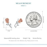 925 Silver Rose Flower Earring Stud for Women Jewelry