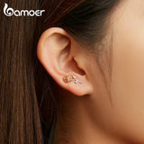 925 Silver Rose Flower Earring Stud for Women Jewelry