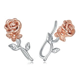 925 Silver Rose Flower Earring Stud for Women Jewelry