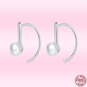 925 Silver Shell Beads Ear Studs Rose Plated Earrings
