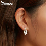 925 Silver Heart Square Ear Buckles Earrings Women Fine Jewelry