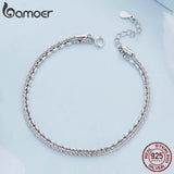 925 Silver Double Layer Bracelet Platinum Plated BSB094