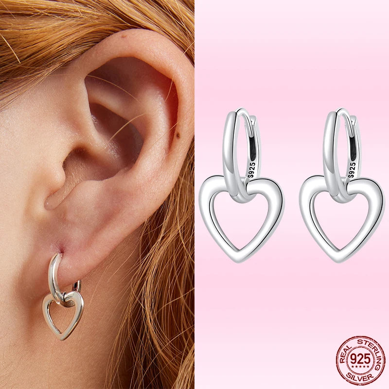 925 Silver Love Pendent Heart Earrings Women S925 Jewelry