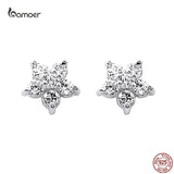 925 Silver Mini Flower Earrings Snowflake Studs S925 Jewelry