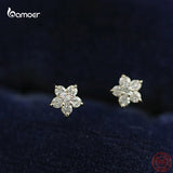 925 Silver Mini Flower Earrings Snowflake Studs S925 Jewelry