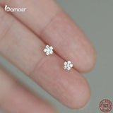 925 Silver Mini Flower Earrings Snowflake Studs S925 Jewelry
