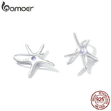 925 Silver Star Earrings Hooks Plated Platinum Jewelry