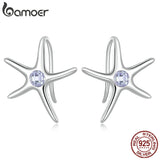 925 Silver Star Earrings Hooks Plated Platinum Jewelry