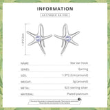 925 Silver Star Earrings Hooks Plated Platinum Jewelry
