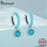 925 Silver Vintage Turquoise Hoop Earrings Pendant Drop Jewelry Gift