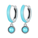 925 Silver Vintage Turquoise Hoop Earrings Pendant Drop Jewelry Gift