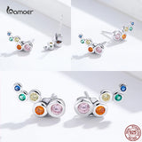 Geometric Zircon Earrings 925 Silver Studs
