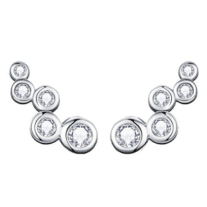 Geometric Zircon Earrings 925 Silver Studs