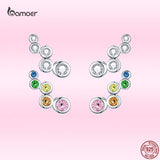 Geometric Zircon Earrings 925 Silver Studs