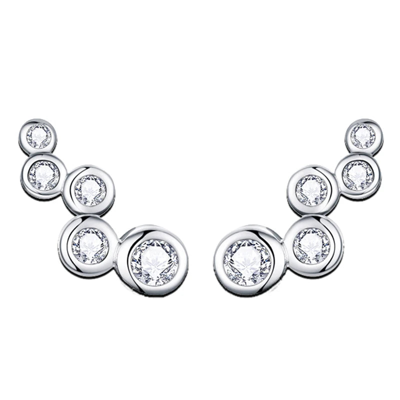 Geometric Zircon Earrings 925 Silver Studs