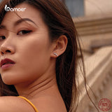 Geometric Zircon Earrings 925 Silver Studs