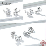 Geometric Zircon Earrings 925 Silver Studs