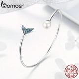 925 Silver Zircon Mermaid's Tail Cuff Bracelet