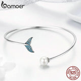 925 Silver Zircon Mermaid's Tail Cuff Bracelet