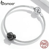 925 Silver Heart-Shaped Rose Charms Bracelet Beads Gift