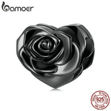 925 Silver Heart-Shaped Rose Charms Bracelet Beads Gift