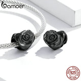 925 Silver Heart-Shaped Rose Charms Bracelet Beads Gift