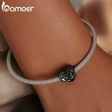 925 Silver Heart-Shaped Rose Charms Bracelet Beads Gift