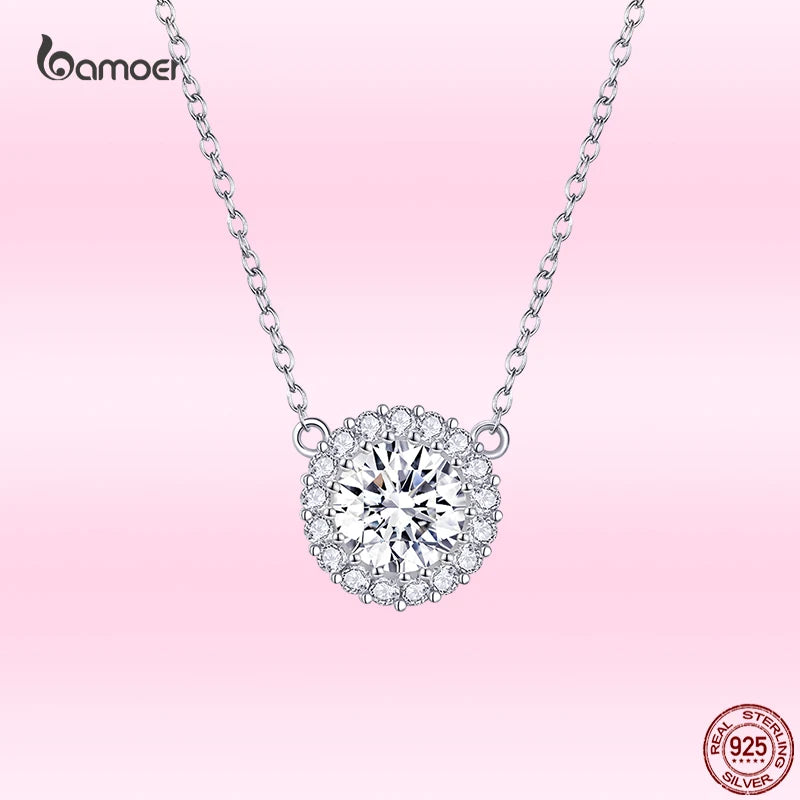 Zircon Silver Necklace 925 Sterling Silver Pendant for Women