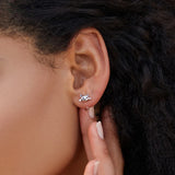 Sterling Silver Mini Cat Stud Earrings Animal Tail Ear Studs