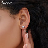Bamoer Mini Cat Stud Earrings 925 Sterling Silver Animal Tail Ear Studs