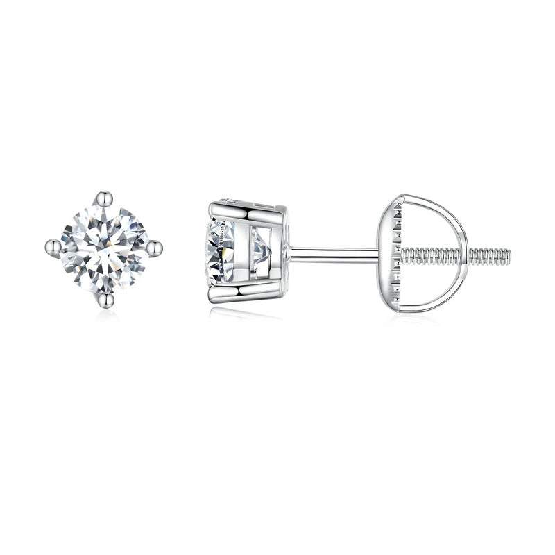 2CT D VVS1 Moissanite Stud Earrings Round Cut