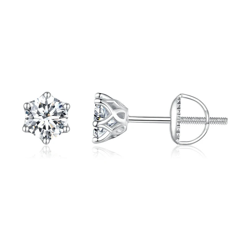 2CT D VVS1 Moissanite Stud Earrings Platinum Plated
