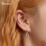 925 Silver Square Zircon Pendent Drop Earrings for Women